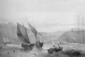 Shipping Off Whitby by Arthur Joseph Meadows