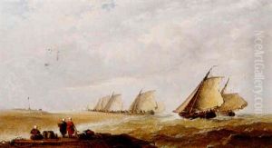 Watching The Fishing Fleet Depart by Arthur Joseph Meadows