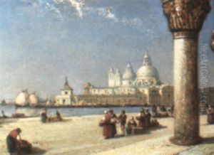 The Church Of Santa Maria Della Salute From The Doge's Palace by Arthur Joseph Meadows