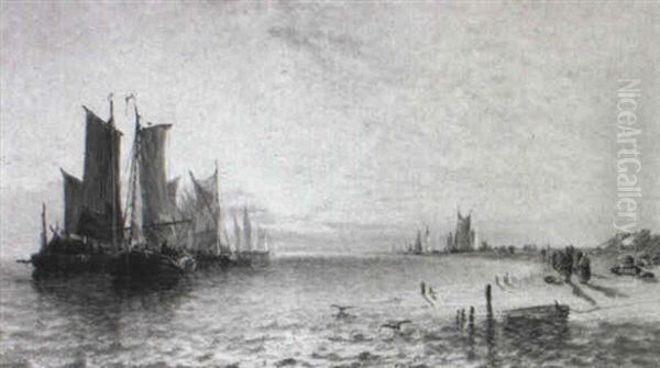 Figures And Boats On The Coast - view 1