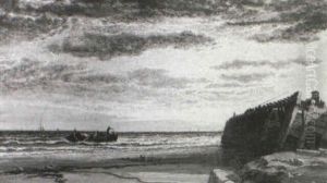 The Coast Near St. Just, Jersey by Arthur Joseph Meadows