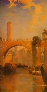The Old Bridge, Verona by Arthur Joseph Meadows