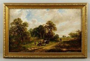 Rural English Countryside Landscape With Figures by James Edwin Meadows