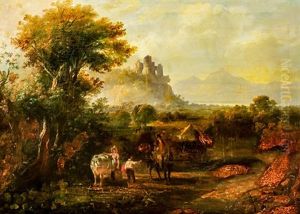 Traveler In A Farm Landscape