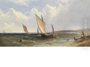Fishing Vessels Off The Coast by James Edwin Meadows