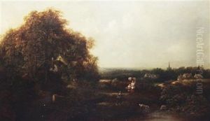 Extensive Landscape With Children Beside A Brook