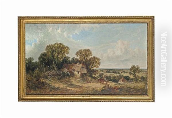 A Cart On A Country Lane Outside A Cottage - view 1