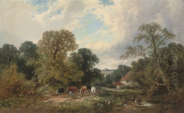 A Drover And His Herd On A Country Road - view 1