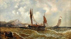 Fishing Boats Off The White Cliffs Of Dover