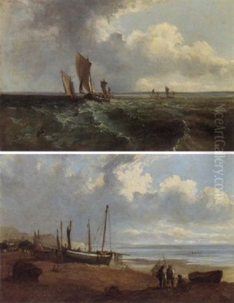 Fishermen Conversing On The Shore At Low Tide - view 1