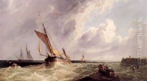 Fishing Boat In Choppy Seas by James Edwin Meadows
