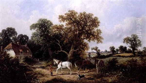 A Horse-drawn Cart Near A Cottage - view 1