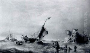 Rough Seas Off The Normandy Coast by James Edwin Meadows