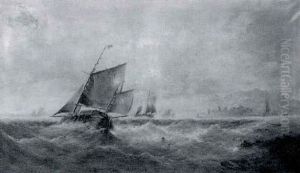 Fishermen In Choppy Seas by James Edwin Meadows