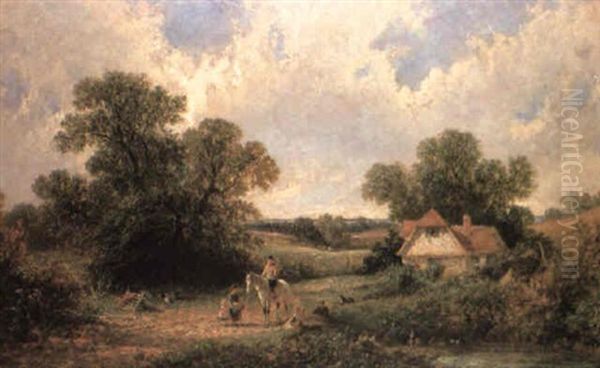 Children Near A Farm Pond - view 1