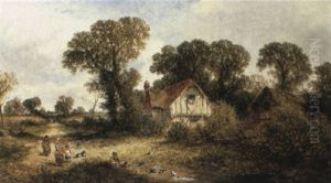 Children By A Country Cottage
