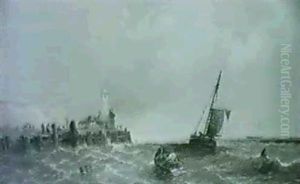 Along The Dover Coast  Shipping Off The Coast by James Edwin Meadows