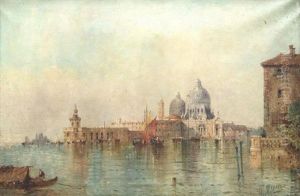 Canal De Venise Avec Vue Sur La Basilique Santa Maria Della Salute