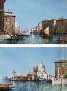 Santa Maria Della Salute From The Bacino (+ The Grand Canal, Venice; Pair) by William Meadows