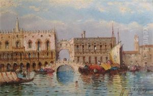 The Bridge Of Sighs, Venice (+ The Grand Canal, Venice; Pair) by William Meadows