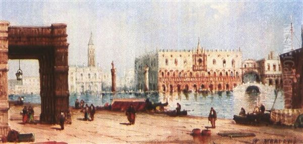 Venedig - Der Canal Grande Mit Blick Auf Bibliothek, Piazetta Di San Marco Und Dogenpalast - view 1