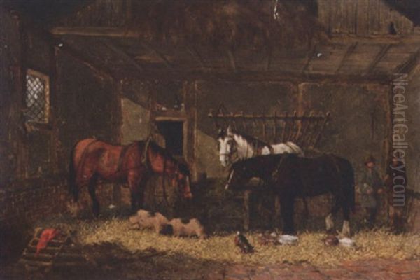 Cart Horses In A Stable - view 1