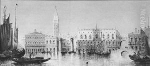 Venice, Showing The Campanile, Piazetta, Doge's Palace And Bridge Of Sighs by William Meadows