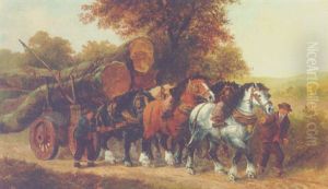 Loggers On A Country Lane by William Meadows