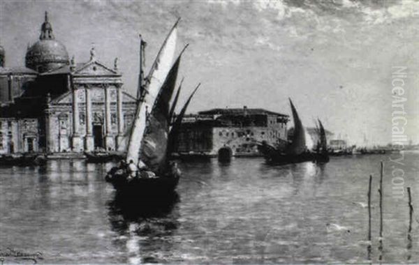 Fishing Boats On The Lagoon With San Giorgio Maggiore Beyond - view 1