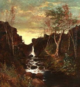English Landscape With A Stream by William G. Meadows