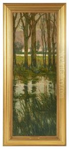 Village Through Trees by Lewis Henry Meakin