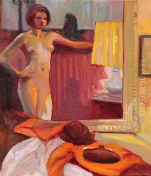 Model Standing In Front Of Mirror - view 1