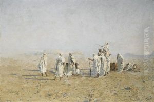 Bedouins In The Desert by Adolf von Meckel