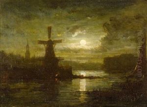 Am Alster-bassin In Hamburg by Louis Mecklenburg