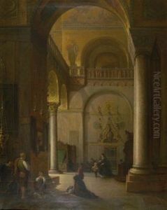 Inneres Der Basilika San Marco In Venedig by Louis Mecklenburg