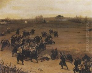 Battle Scene At St. Cloud, January 20, 1871 by Eugene Medard