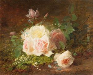 Stillleben Mit Rosen Und Maiglockchen by Jules Ferdinand Medard