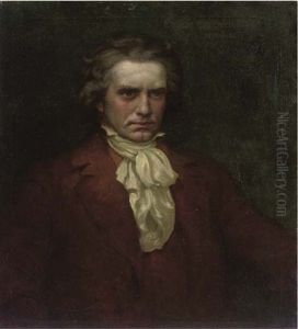 Portrait Of Ludwig Van Beethoven In A Red Coat