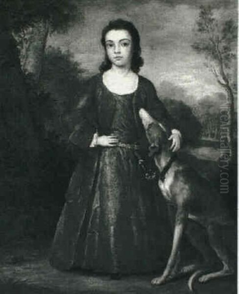 Portrait Of A Young Girl With Her Dog - view 1