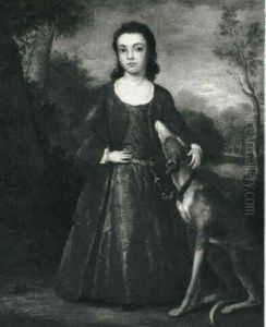 Portrait Of A Young Girl With Her Dog by John Medina