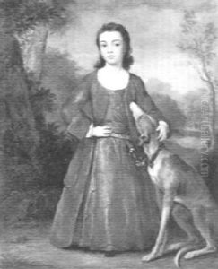 Portrait Of A Young Girl With Her Dog by John Medina
