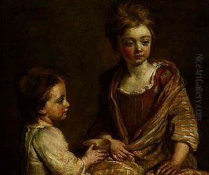 Portrait Of Two Of The Artist's Children, One Proferring A Bowl To The Other