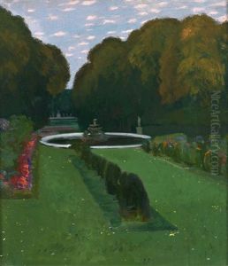 Schlosspark Im Stimmungsvollen Abendlicht by Karl Mediz