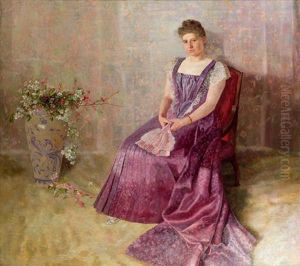 Das Lila Staatskleid - Bildnis Der Frau Von Birkenreuth by Karl Mediz