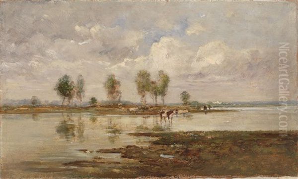 Dachauer Landschaft: Kuhe Am Flus - view 1