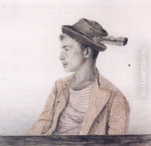 Portrait Eines Jungen Mannes Mit Federgeschmuckter Mutze Portrait Eines Jungen Mannes Mit Federgeschmuckter Mutze