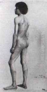 Study Of An Adolescent Male Nude by Emilie Mediz-Pelikan