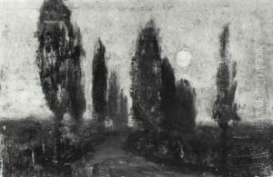 Pappelallee Bei Sonnenuntergang, Dalmatien by Emilie Mediz-Pelikan