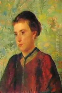 A Portrait Of A Young Woman With A Green Shawl