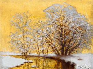 Winter River In Evening Lights by Laszlo Mednyanszky